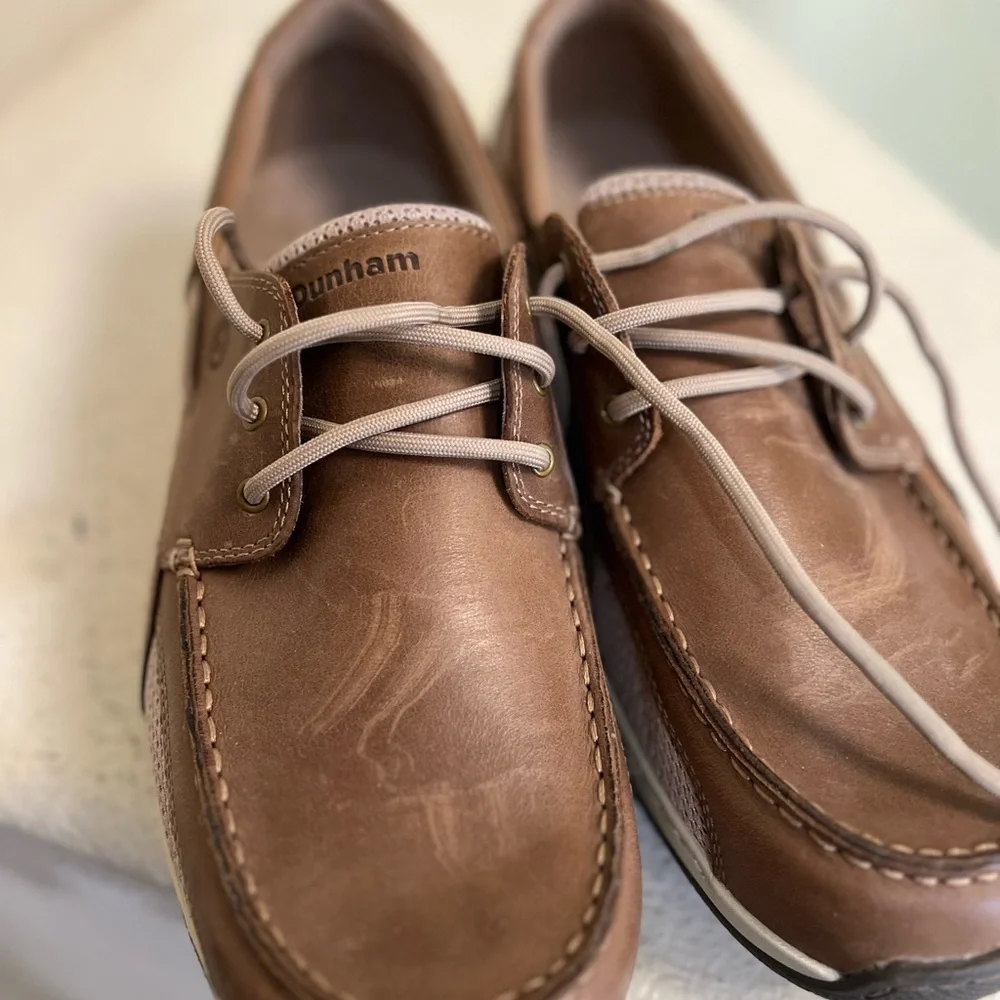 DUNHAM CAPTAIN MEN BROWN LEATHER BOAT‎ DECK SHOES MCN410TN SZ 12 Driving Loafers
